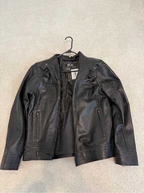 Real Leather Men's Black Bomber Jacket